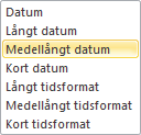 Datatyp och format När du skapar ett nytt fält kan du direkt bestämma vilken datatyp det ska ha. Har du i stället börjat med att registrera data föreslår Access en datatyp.