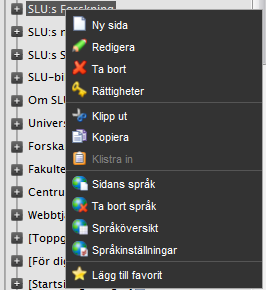 Visar vilket språk sidan visas på (svenska eller engelska). Du kan även välja att jämföra t.ex. den svenska och engelska sidan med varandra.