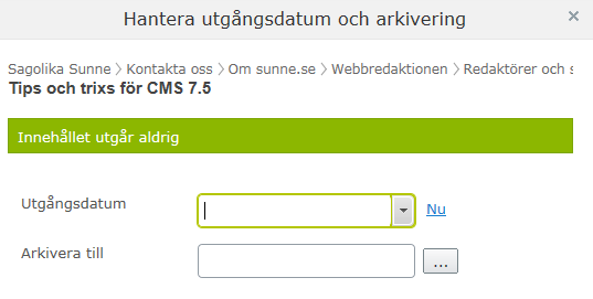 Inställningar och visningssätt i CMS7.5, på sunne.se Sida 2 av 8 Formulärredigering I formulärredigering kan du göra allt, även det som inte möjligt i skrivläget/redigeraläget. 1.