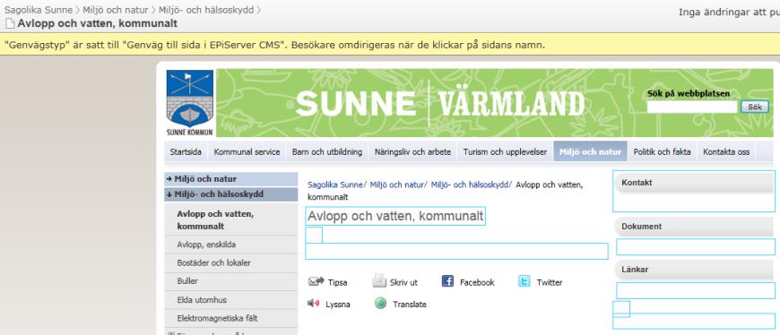 Inställningar och visningssätt i CMS7.5, på sunne.