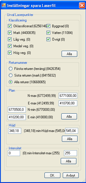 För att det inte ska bli väldigt segt att bearbeta data så bör man därför börja med att spara om filen över ett mindre område.