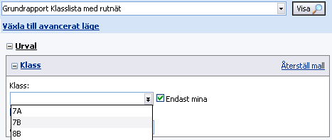 Klass/Grupplistor och andra rapporter 1. Markera alternativet Rapporter. 2. Välj vilken typ av rapport som ska öppnas. 3. Välj önskad Standardrapport. 4. Eller skapa ny rapport. Välj Start Rapporter.