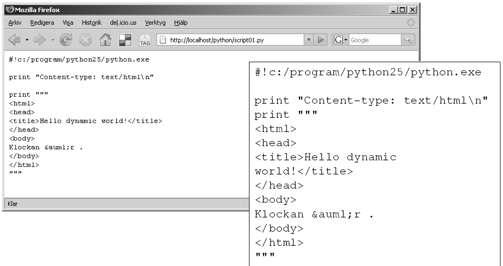 Skapa ett Pythonscript Pythonkoden sparas som script01.