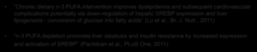 Chronic dietary n-3 PUFA intervention improves dyslipidemia and subsequent cardiovascular complications potentially via down-regulation of hepatic SREBP expression and liver lipogenesis - conversion