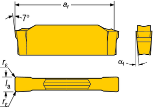 orout 1-2 eggar Spårsvarvning orout 1-2-egg - Skär AVSTKNN O SPÅRSVARVNN Toleranser, (tum): Skärlägesstorlek E-L l a= +0.10/0 (+.004/0) r ε = ±0.10 (±.004) Skärlägesstorlek M l a= ±0.03 (±.