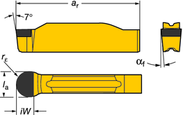 orout 1-2 eggar Profilsvarvning av aluminium orout 1-2-egg - Skär AVSTKNN O SPÅRSVARVNN Urvalskriterier,, tum Toleranser, (tum): l a= ±0.02 (±.0008) N - Medelhög matning l a l a in.