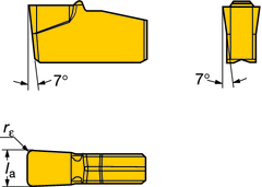 AVSTKNN O SPÅRSVARVNN T-Max Q-ut Svarvning T-Max Q-ut - Skär Låg matning Medelhög matning Toleranser, (tum): l a= +0.10/0 (+.004/0) r ε= ±0.10 (±.