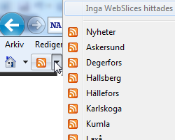 Favoriter, Feeds och Historik - Använda Favoriter Använda Favoriter 1. Öppna Favoriter 2. Klicka på önskad mapp 3. Klicka på favoriten 4. Sidan öppnas Ta bort Favoriter 1. Öppna Favoriter 2. Högerklicka på den favorit du vill ta bort 3.