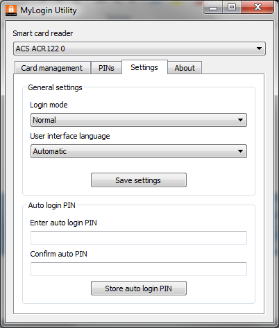 5 (5) 4.3. SETTINGS Under fliken Settings kan du ändra inloggningsinställningarna och konfigurera PIN för automatisk inloggning. 2.