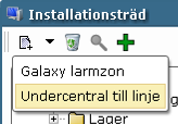 Larmcentral I installationsträdet lägger man till de Larmcentraler (Galaxy) som finns.