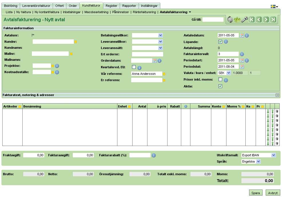 Man kan sedan på varje faktura välja om just denna faktura ska bokföras på ett Kostnadsställe eller Projekt, eller inte.