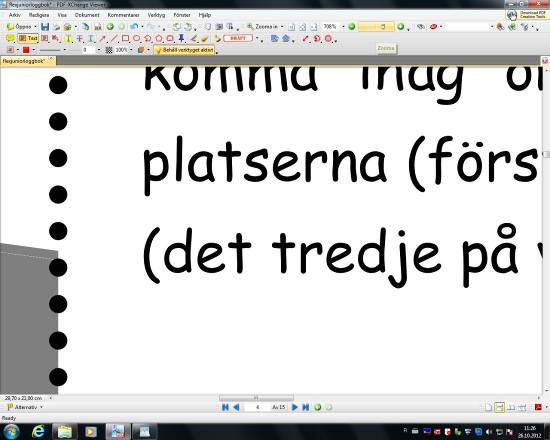 Ni kan också trycka på F11 för att göra vertygsfälten kring dokumentet osynliga. Tryck F11 igen för att få fram verktygen igen.