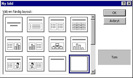 Kapitel 1 PowerPoint PowerPoint används vanligen till att göra presentationer som antingen skall visas på dator eller som overhead.