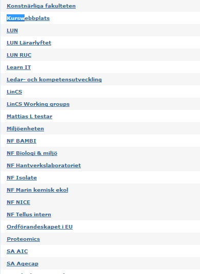 Övning 13 Skapa och redigera evenemang Du redigerar webbplatsens kalender via länken Evenemangsadministration under fliken Min arbetsplats.