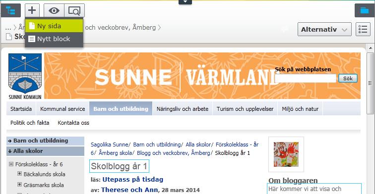 Redigera text och länka i CMS7.5, på sunne.