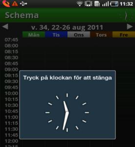 7 1 timme 1 dygn 1 vecka 1 månad 6 månader 3.4.3 Analogklocka En analog klocka finns placerad högst upp i varje moduls sidhuvud. Tryck på klockan så förstoras den.