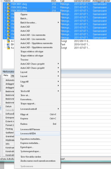 Detaljerat 2014-01-14 IDA(Projectwise) Matchning av fält sker med dubbeklick, det går att koppla fler Chaos desktop fält till ett IDA fält.