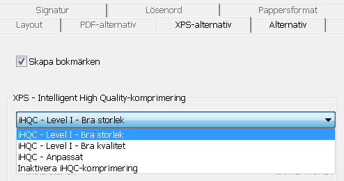 Readiris TM 14 - Användarhandbok Observera att ihqc-kompression inte är tillgänglig för filtyperna XPS Text och XPS Text över bild.