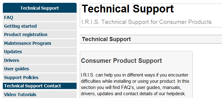 Readiris TM 14 - Användarhandbok TEKNISK SUPPORT Om du registrerar din kopia av Readiris är du berättigad till teknisk support helt utan kostnad. I avsnittet Teknisk support på vår webbplats www.