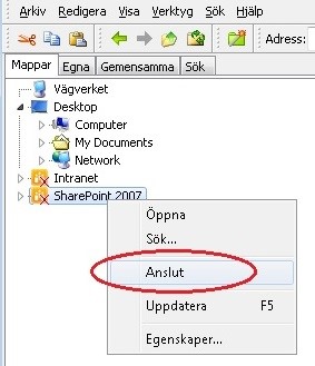 Chaos desktop manual automatiskt in Anslut automatiskt, om denna ej är ikryssad måste du ansluta manuellt genom att högerklicka på anslutningen och välja Anslut, se bilden nedan.