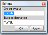 Genom att klicka på rutans hörnor kan man dra ut rutan och anpassa den efter texten som ska läsas upp. Byta uttal av ord Här kan man byta ut hur ord ska läsas upp.