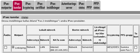 Välj Av under RADIUS och sätt en livslängd på ISAKMP-nycklarna (IKE-nycklarna). Livslängden måste vara samma på båda maskinerna.