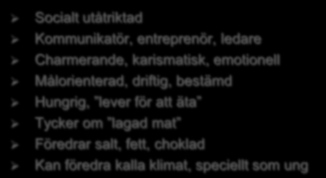 Proteintypen Socialt utåtriktad Kommunikatör, entreprenör, ledare