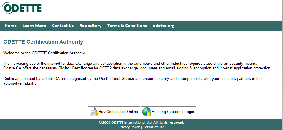 Odette OFTP2 Certificate-issueing Secure Certificate Exchange (SCX) with Certificate
