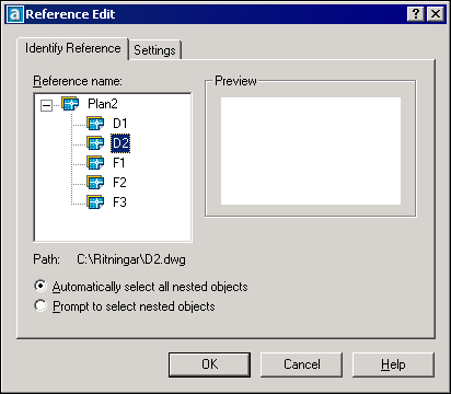 EXTERNAL REFERENCE Dialogrutan Xref Manager har utökats med knappen Tree View som visar trädstrukturen i filen. På så sätt kan Du lätt se hur filerna är länkade.