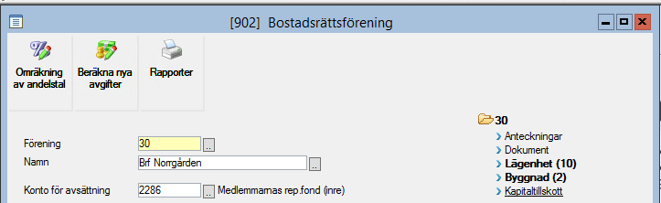 Utskrift av lägenhetsregister För att skriva ut dina lägenheter och kontrollera att alla lägenheter är med samt att total uthyrd area är korrekt, klicka på skrivare symbolen i din meny och sedan