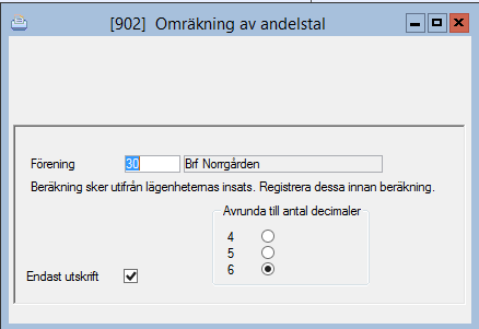 Omräkning nya andelstal Denna beräkning kan göras både från ovanstående meny eller via ikonerna i bilden bostadsrättsföreningar.