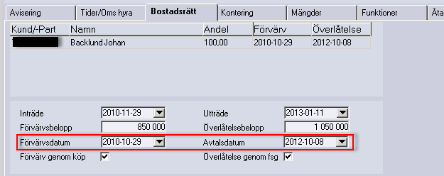 Tiden för innehavet hämtas ifrån information på