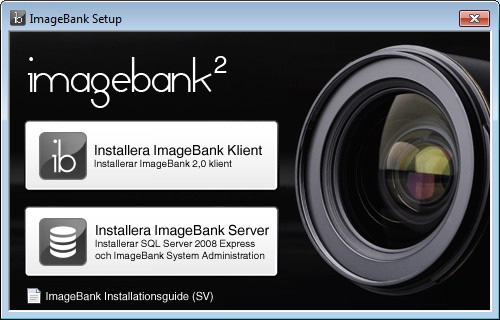 MILJÖ OCH GRUNDKRAV ImageBank är beroende av en SQL server (SQL 2005 eller senare). I serverinstallationen så installeras SQL server 2008 om SQL-server inte finns i din miljö.