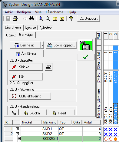 Använda ASSA Performer Försättning, ge behörighet till CLIQ användarnyckel Setup-nyckel i cylinder» Setup-nyckel i port» Läs 4 OBS: Låt nyckel sitta i cylinder till den avgett två stycken pip.