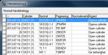 Använda ASSA Performer Fortsättning, händelselogg för cylinder Skicka» Setup-nyckel i cylinder» Setup-nyckel i port» Läs» Högerklick på cylinder» CLIQ» Visa cylinderns händelselogg 4 5 OBS: Låt