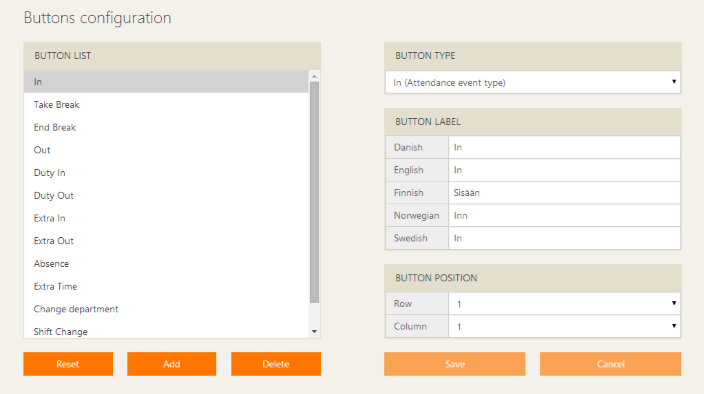 Come&Go 2G Admin - Knappkonfiguratorn