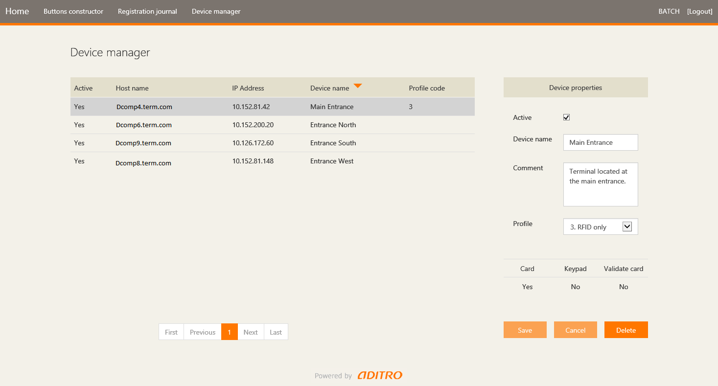 Come&Go 2G Admin - Enhetshanteraren