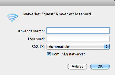 Sida 12 av 19 2.4 Anslutning med Mac OS X Aktivera Wi-fi och välj nätverket orebro-utbildning i listan över nåbara nätverk.