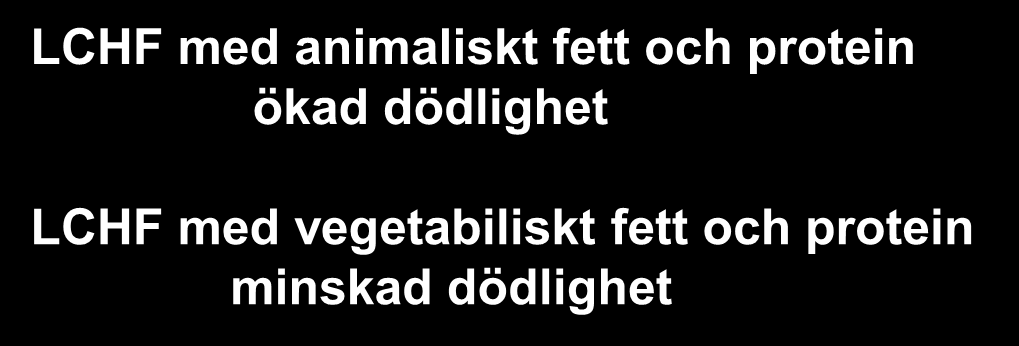 kostregistreringar LCHF med animaliskt fett och protein ökad dödlighet LCHF med vegetabiliskt fett och