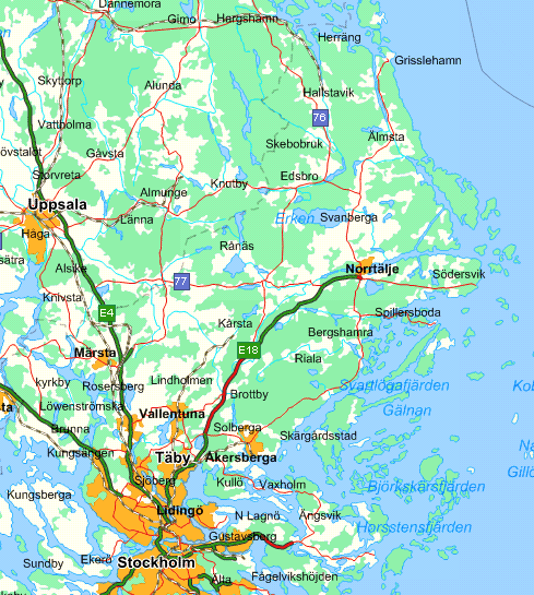 Figur 1. Karta över Norrtälje kommun (hitta, 2010). 1.1.4. VeVa-verktyget Förkortningen VeVa står för Verktyg för hållbarhetsbedömning av VA-system i omvandlingsområden.