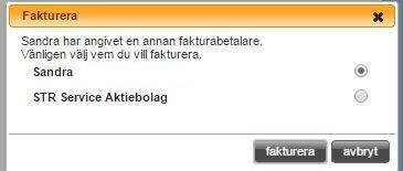 När man sen väljer att man vill fakturera kunden som har en annan betalare registrerad så kommer man få en fråga om man vill skicka fakturan till kunden eller den registrerade andra betalaren.