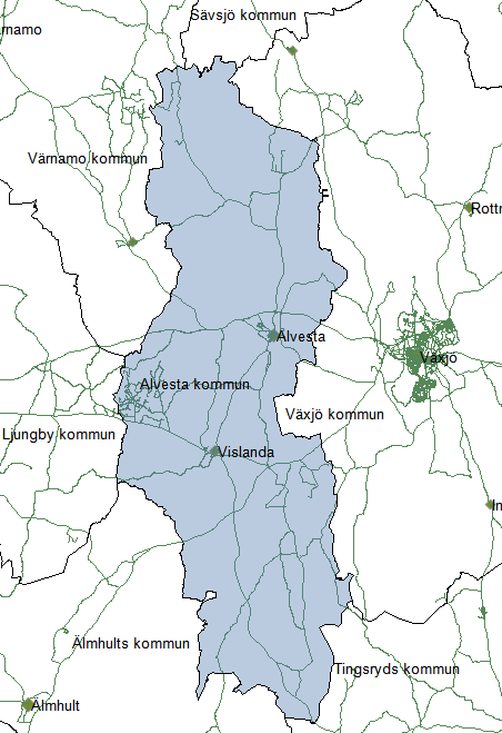 E. Alvesta kommun Kommunfakta Antal invånare: inv. Tätorter med > invånare: Yta: km Alvesta inv. Befolkningstäthet:, inv./km Moheda inv. Andel inv. i tätort med > inv.