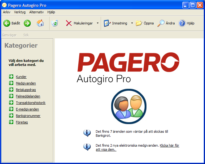 PAGERO AUTOGIRO PRO Kommunikation För att kunna skicka filer till Bankgirocentralen behöver ni ett kommunikationsprogram, till exempel Pagero BgLink eller Pagero BgCom.