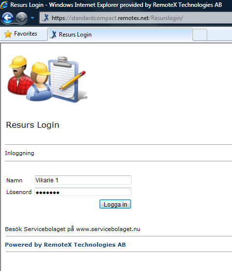 Inloggning i Resurs Login Era resurser skriver in adressen till er Resurs Login i sin