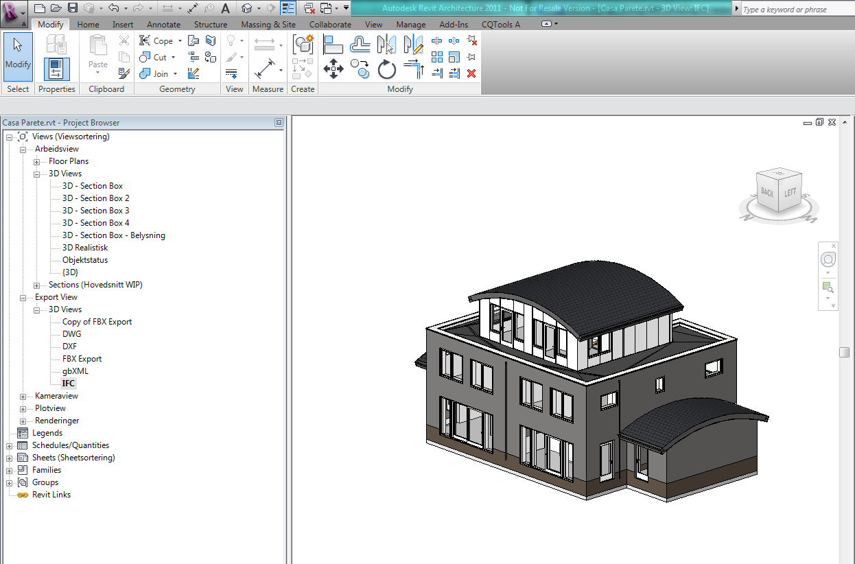 Export från Revit Revit fungerar så att du kan göra ett "oändligt" antal vyer - T ex.