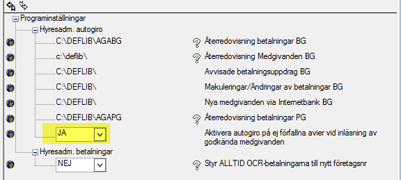 Vid inläsning av godkända medgivande finns möjlighet att uppdatera även skapade, ej förfallna avier. En inställning bestämmer hur ni vill arbeta med detta.