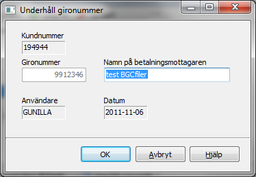 10 Autogiro 3.2 Underhåll gironummer 3.2.1 Översikt De bankgironummer som ska användas för insättning av de inbetalningar som dras via autogiro måste läggas upp.