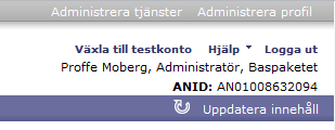 Publicering av PunchOut-katalog 3 Om det är första katalogen eller om ni av andra skäl vill ladda upp en testkatalog, klicka på länken Växla till testkonto uppe i högra hörnet.