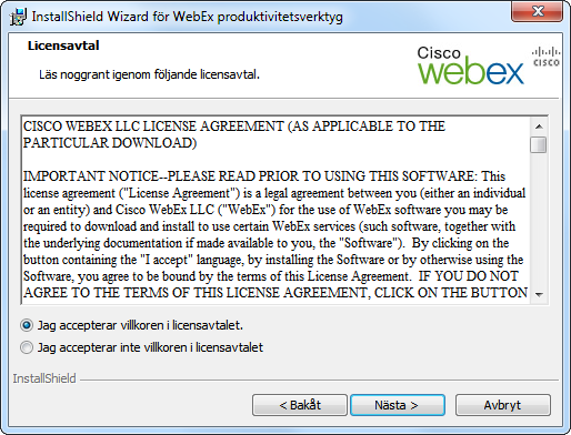 Kom-igång-guide för värd 27 6 Datorn öppnar installationsguiden för WebEx produktivitetsverktyg.