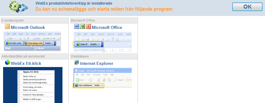 Kom-igång-guide för värd 29 11 12 Dialogrutan WebEx produktivitetsverktyg öppnas. Skriv in dina inloggningsuppgifter.